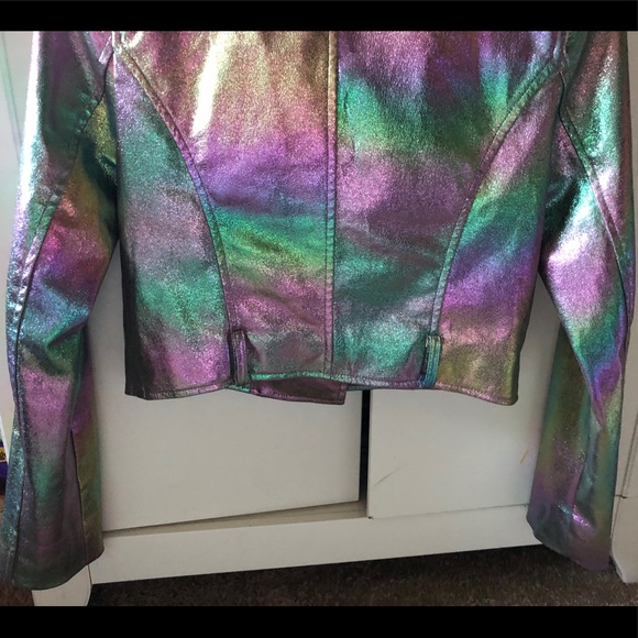 Holographic Iridescent Hologram Moto Jacket S EUC - Picture 10 of 10